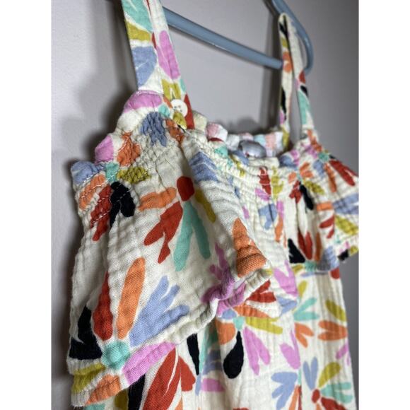 Hanna Andersson Tank Top Girls 12 Colorful Floral Ruffle Adjustable Straps Gauze - Picture 2 of 7